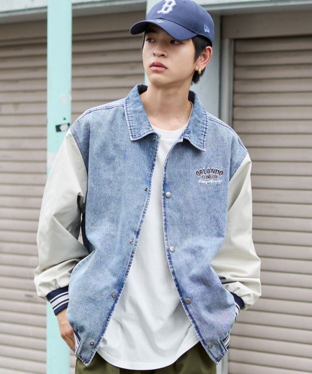 WEGO 【ユニセックス着用ITEM/MLサイズ展開】デニムスタジャン デニム淡加工色