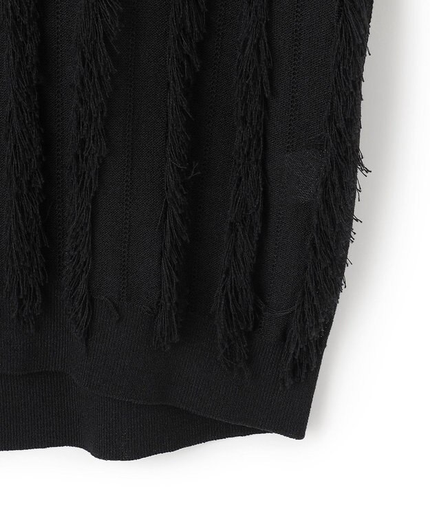 ICB L 【洗える】カットジャガード Vネックニット ブラック系