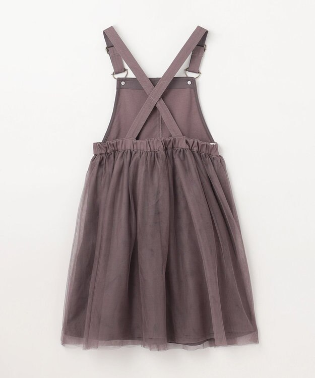 ANY KIDS チュール付き ジャンパースカート チャコール