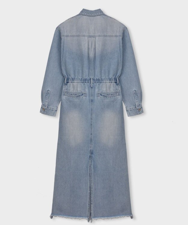 GRACE CONTINENTAL デニムドロストスリットワンピース サックス