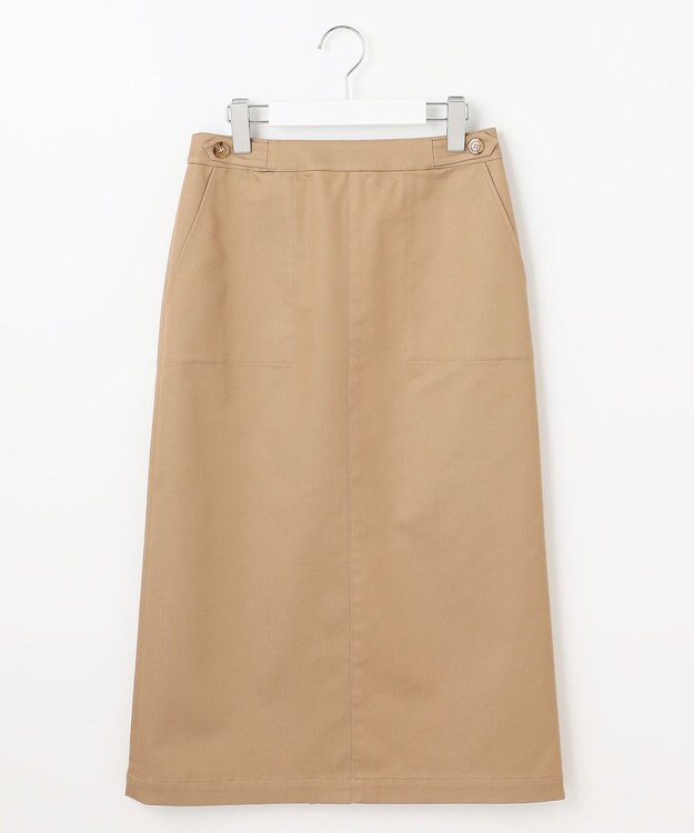 J.PRESS LADIES L 【洗える】シャンブレーサテン ナロー スカート キャメル系