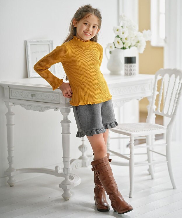 組曲 KIDS 【150-160㎝】カットショート パンツ チャコール系