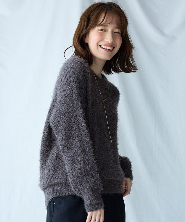 ANY 【洗濯機可】フェザーメッシュニット チャコール