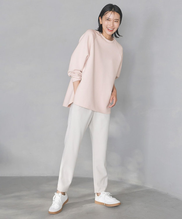 UNFILO L 【野呂佳代さん着用】BEAUTY FORM JERSEY バックZIPプルオーバー ピンク