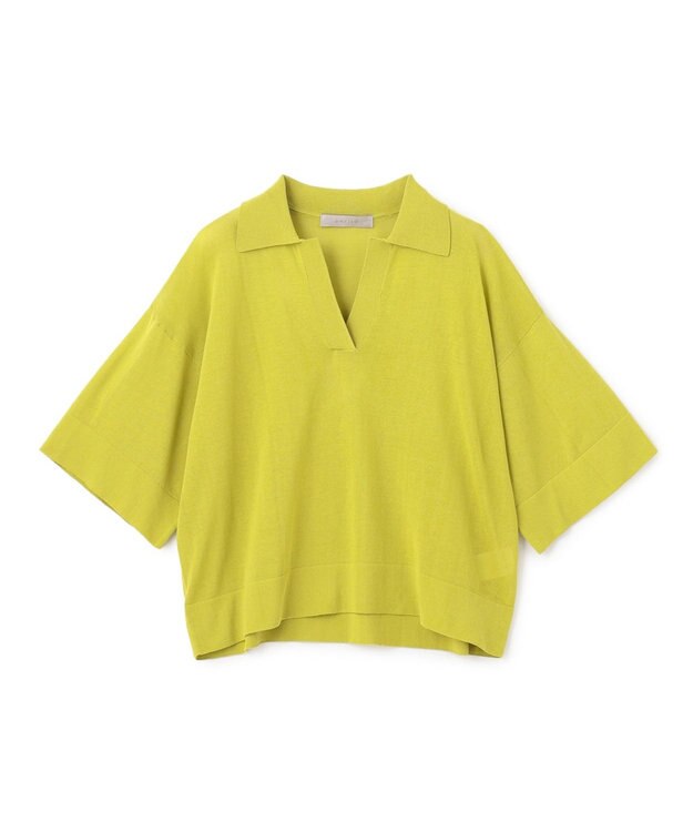 UNFILO L フロスティコットン スキッパーニット ライム