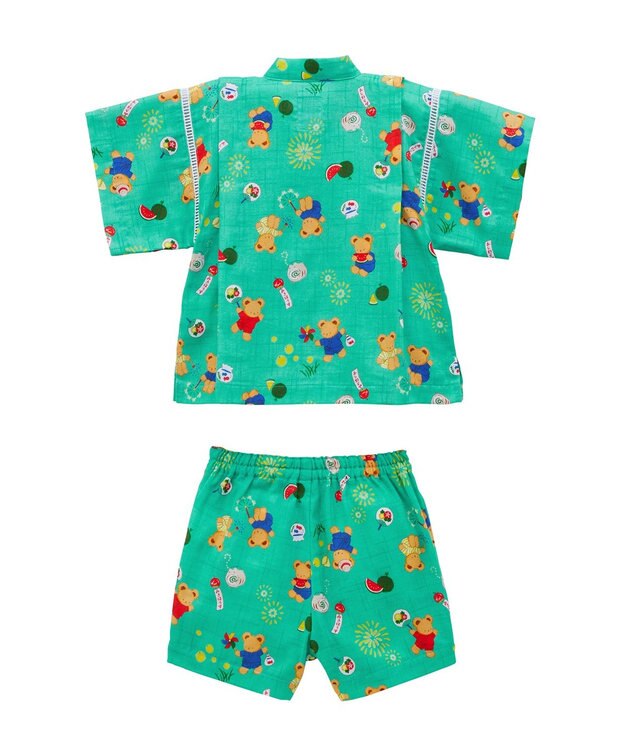 MIKI HOUSE HOT BISCUITS 【ミキハウス】【80-120cm】ミキハウスベア 甚平スーツ ストームグリーン