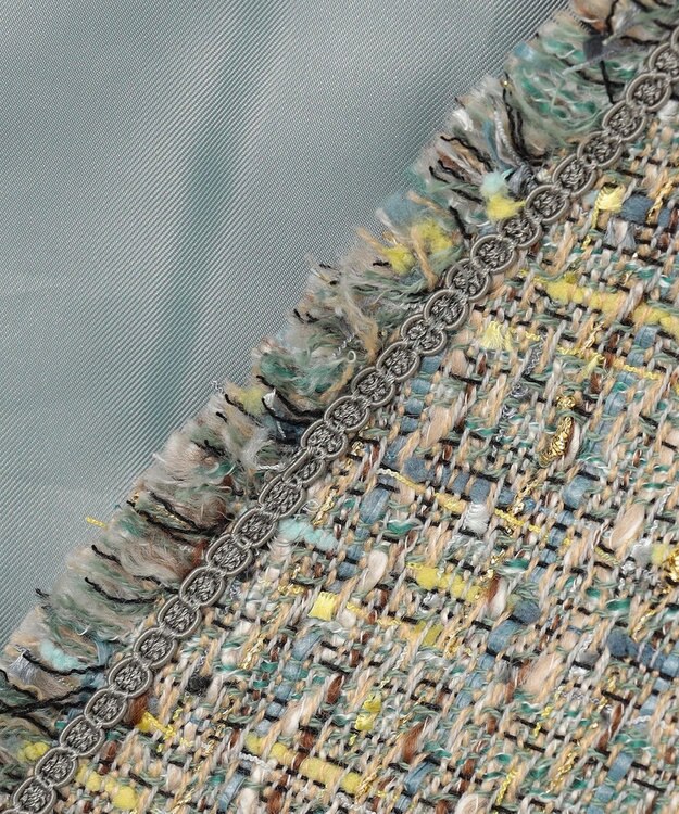 自由区 ラメノットファンシーツイード ジャケット ブルーグレー系