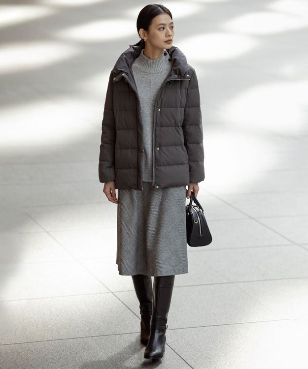 J.PRESS LADIES 【洗える】WOOL BLEND AIR ハイネック ニット ライトグレー系