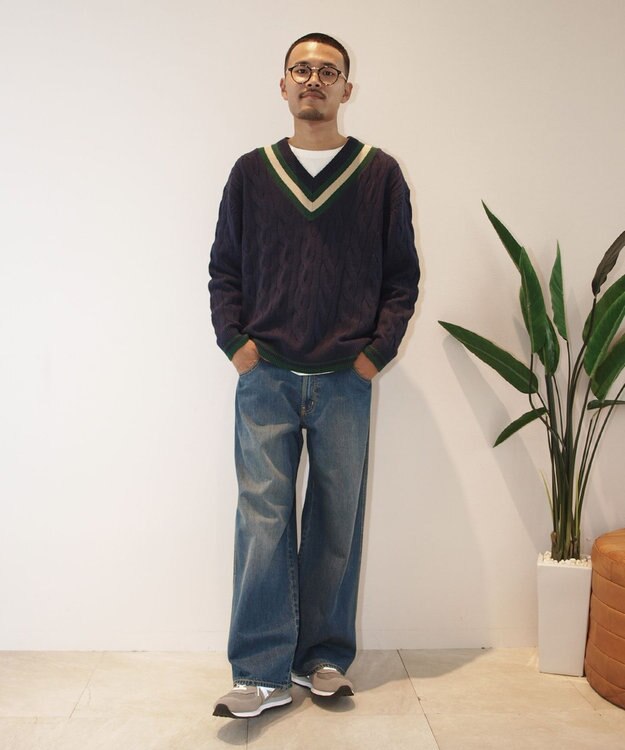 J.PRESS YORK STREET 【UNISEX】チルデンVネック ニット ネイビー系