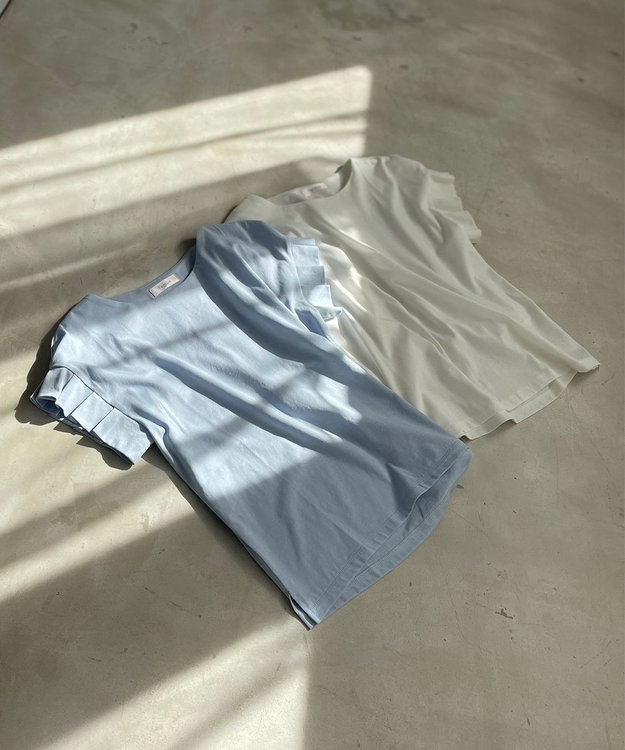 Feroux 【UVケア】タックスリーブ Tシャツ スカイブルー系