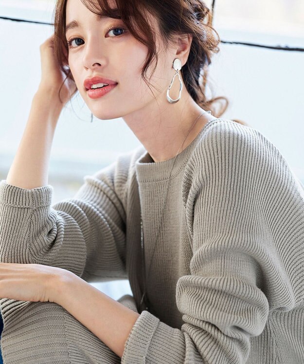 Tiaclasse L 【洗える】リラックス感のあるラグランスリーブニット グレージュ