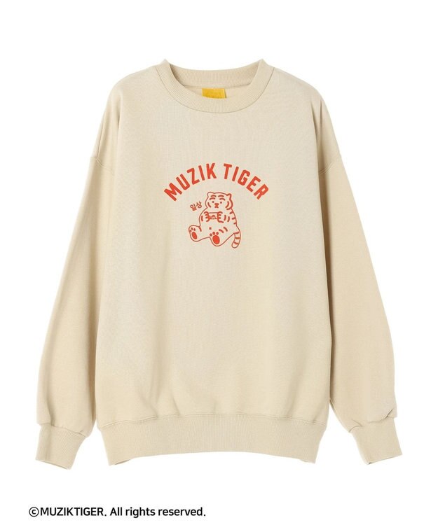 Green Parks ムジークタイガー／裏起毛プリントプルオーバー Beige