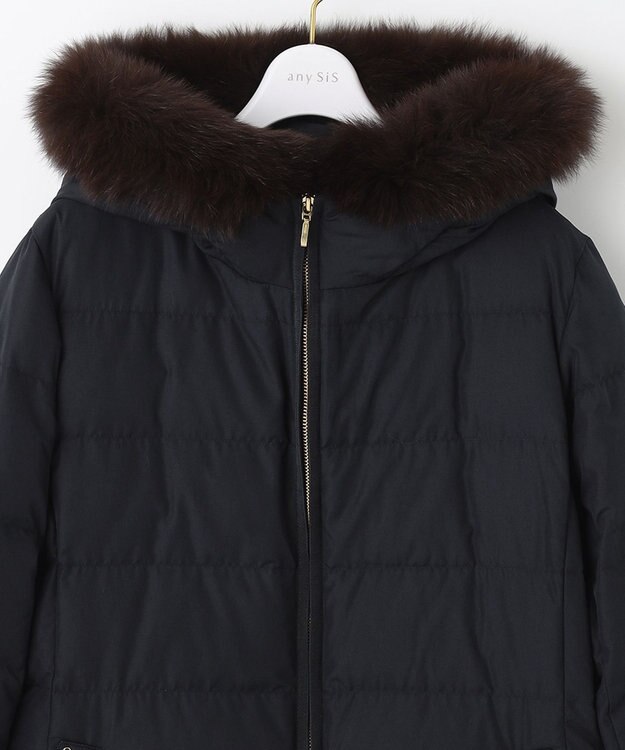 ANY SIS 【撥水】エコファイバーミックス ロング ダウン ネイビー