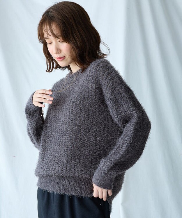 ANY 【洗濯機可】フェザーメッシュニット チャコール