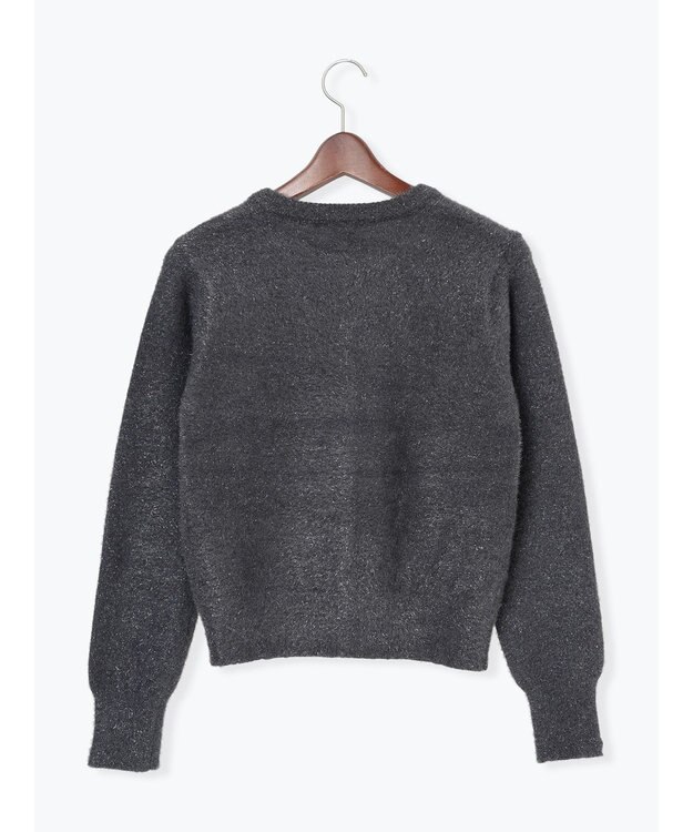 Te chichi ラメシャギークルーネックカーディガン チャコールグレー