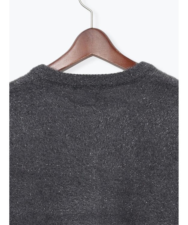 Te chichi ラメシャギークルーネックカーディガン チャコールグレー