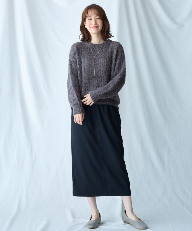 ANY 【洗濯機可】フェザーメッシュニット チャコール