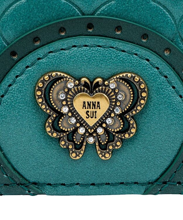 ANNA SUI エレノア 内Lファスナー二つ折り財布 ターコイズ