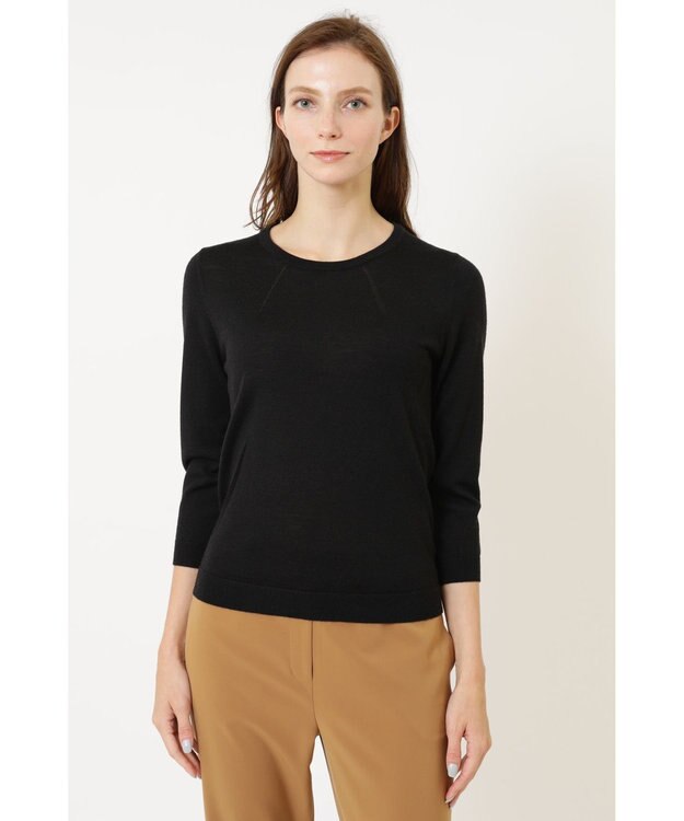 DAKS クルーネックウールニットプルオーバー ブラック