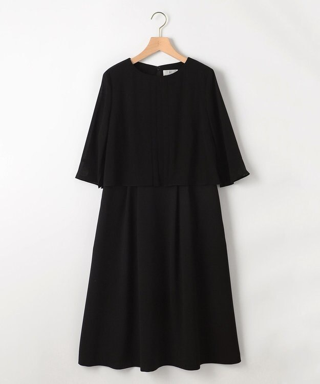 組曲 NOIR 【洗える】ウォッシャブルストレッチバックサテン ジャケット＋ワンピース ブラック系