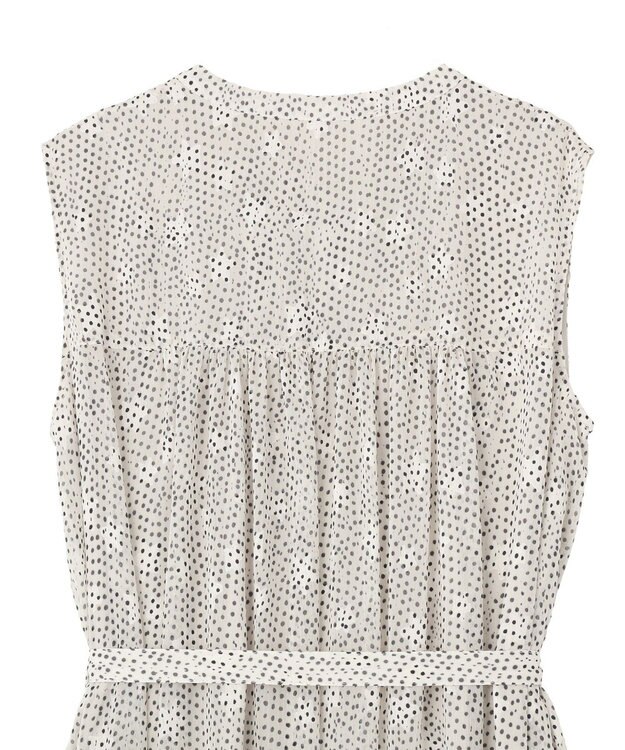 YECCA VECCA シアードット柄ギャザーワンピース Off White
