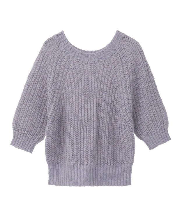 AMERICAN HOLIC モヘヤ風シアー半袖ニットトップス Lavender