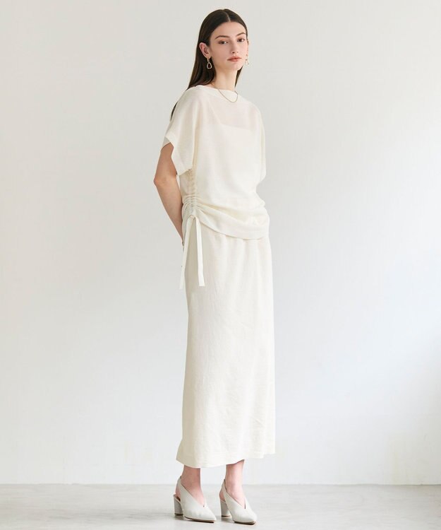 BEIGE， SPINEL / タックギャザー Iラインスカート Ecru