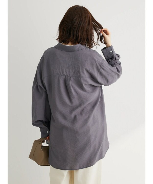 Green Parks レギュラーカラーシアーシャツ Charcoal Gray