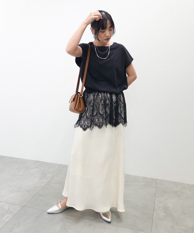 Green Parks レースドッキングフレンチプルオーバー Black