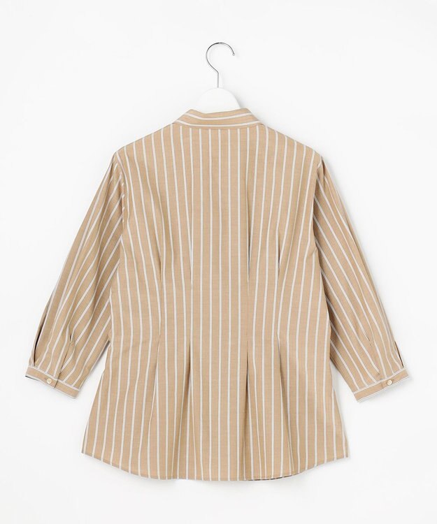 J.PRESS LADIES L TC ハイカウントストライプ シャツ ブラウス モカストライプ系