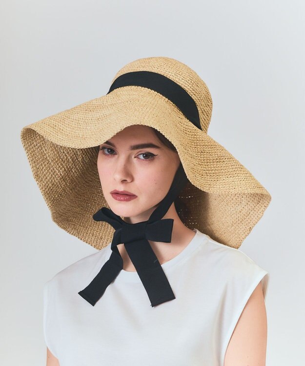 GRACE CONTINENTAL N.H Paris  ラフィアリボンハット キナリ