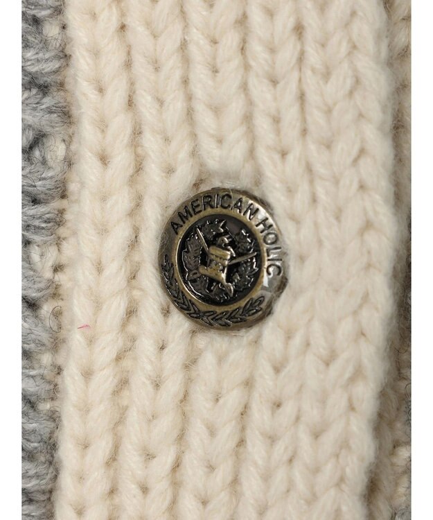 AMERICAN HOLIC 配色ケーブルニットカーディガン Light Gray Mixture