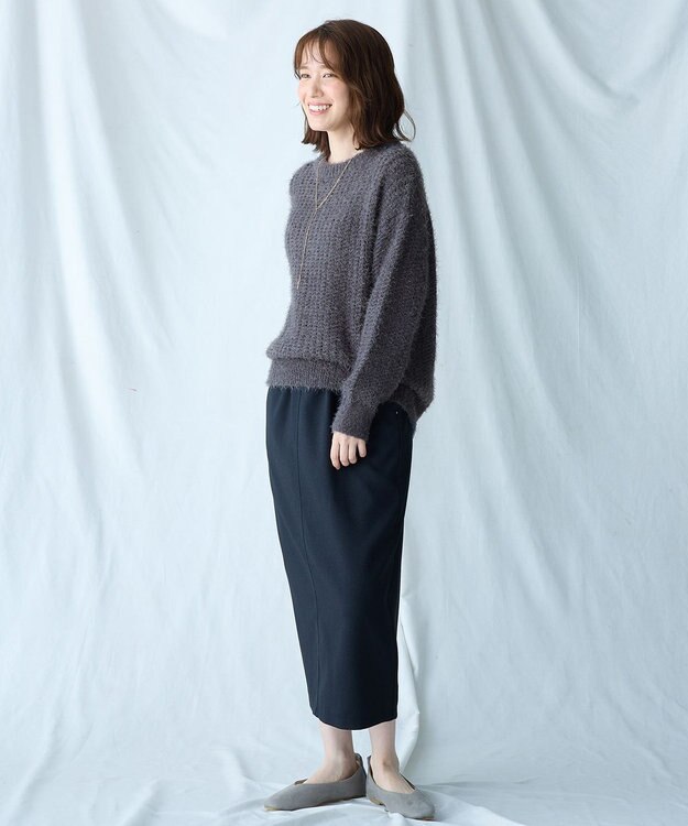 ANY 【洗濯機可】フェザーメッシュニット チャコール