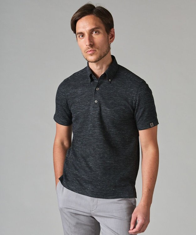 GOTAIRIKU 【麻混の清涼感】ノルマンディーリネン ボタンダウンポロシャツ(24年モデル) グレー系