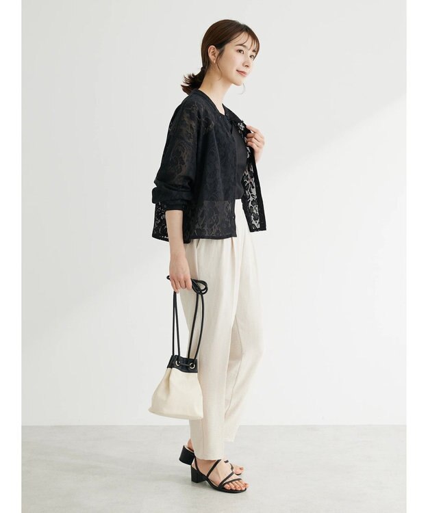 Green Parks ・ＥＬＥＮＣＡＲＥ　ＤＵＥ　バンドカラーレースシャツ Black