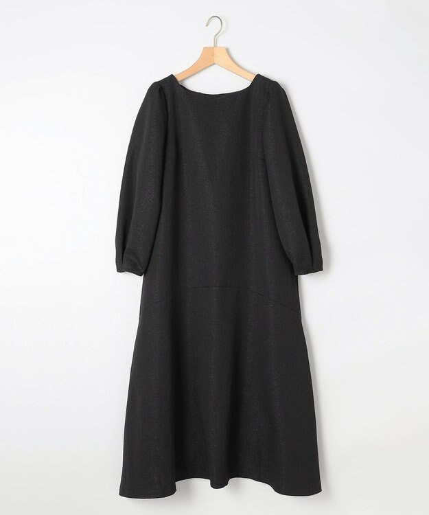 組曲 ラメジャカード ボートネックワンピース ブラック系