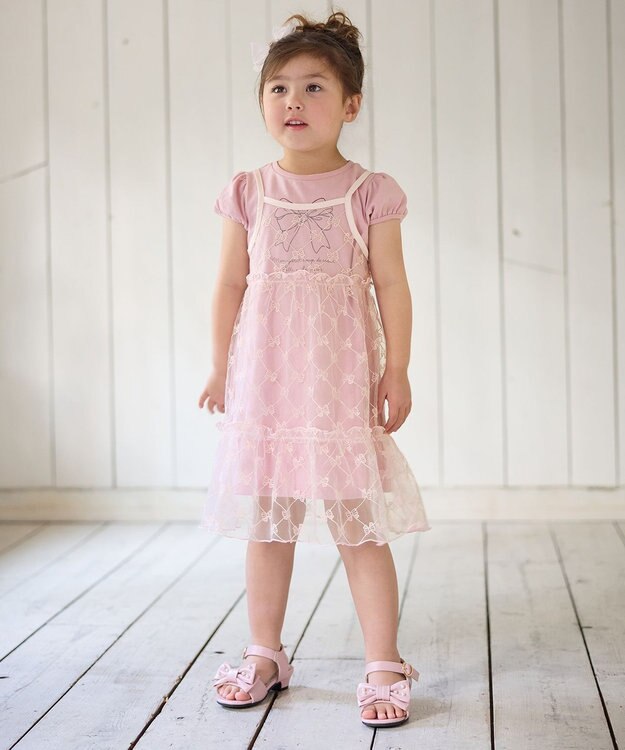 ANY KIDS チュールキャミソール付き ワンピース ピンク