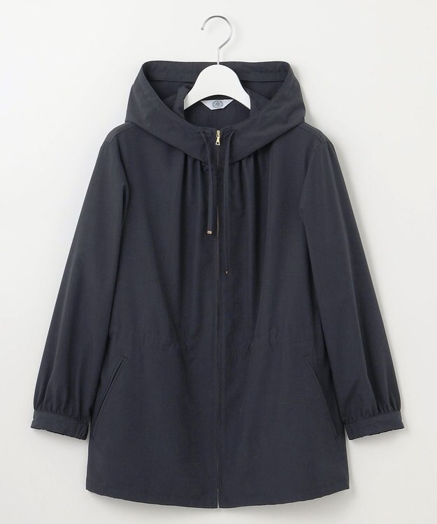 J.PRESS LADIES L 【洗える】80/1スパンタイプライター フーデッド アウター ネイビー系