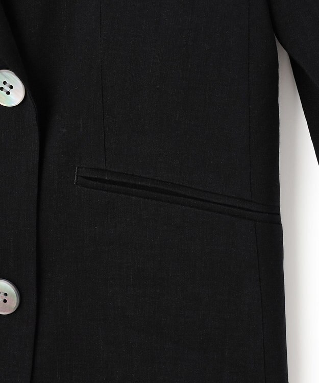 23区 【STORY7月号掲載】リネンレーヨンストレッチ ダブル ジャケット ブラック系