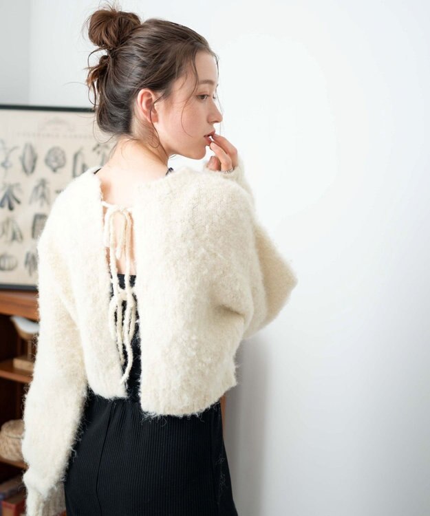 WEGO 2WAYブークレリボンカーデ ホワイトアイボリー