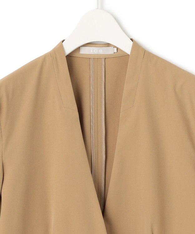 ICB 【接触冷感・UVカット・撥水・洗える】 プルーフ4WAYタフタ ノーカラージャケット コルク系