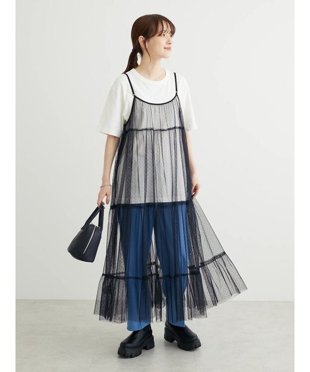 Green Parks ・ＥＬＥＮＣＡＲＥ　ＤＵＥ　２ｗａｙチュールキャミワンピ Black