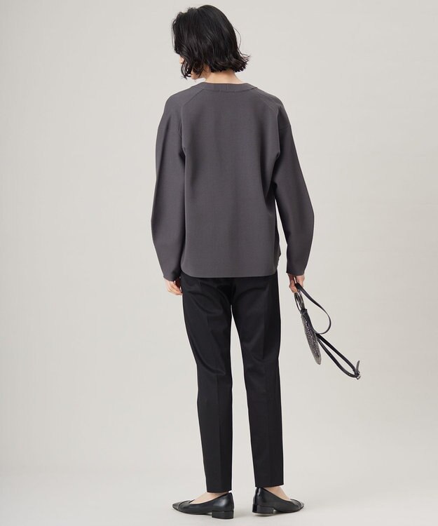 自由区 【洗える】ドライコットンハイゲージニット カーディガン スレート