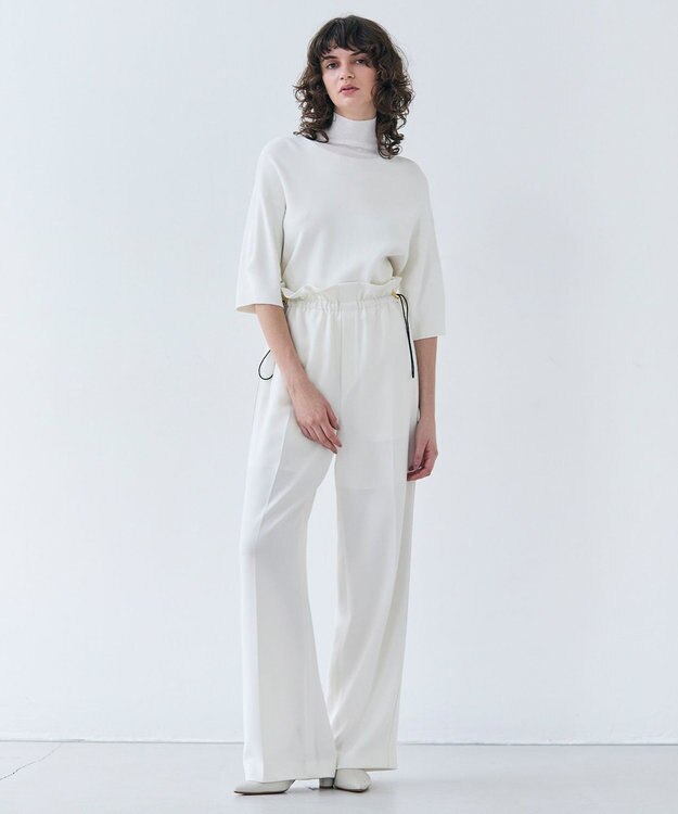 BEIGE， 【洗える・STORY 6月号掲載】RUE / ウエストゴムワイドストレートパンツ Meringue