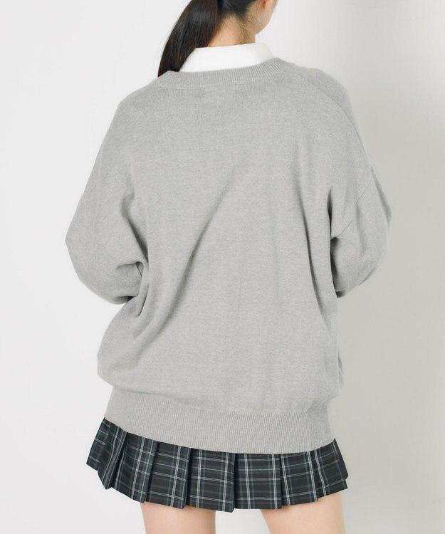 WEGO 【SCHOOL ITEM】ハイゲージスクールカーディガン 杢グレー