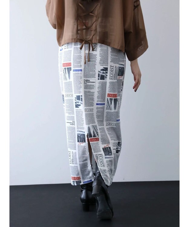 Green Parks ＥＧＯＩＳＴ　マガジンプリントスカート Off White