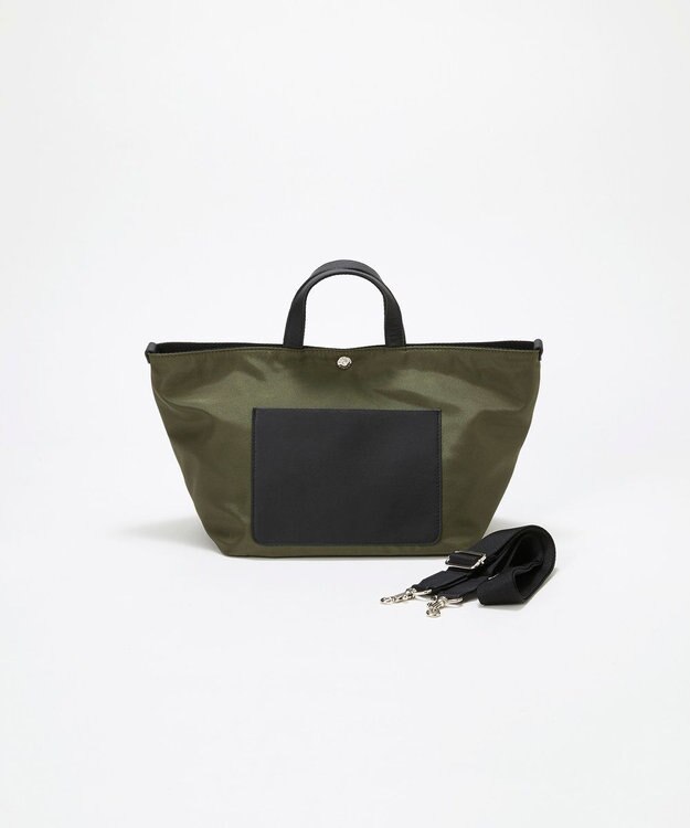 TOPKAPI 【Breath TOPKAPI sis】【WEB限定】ナイロン レザーポケット ミニ トートバッグ ショルダー付き 軽量 / CALM カーム カーキ
