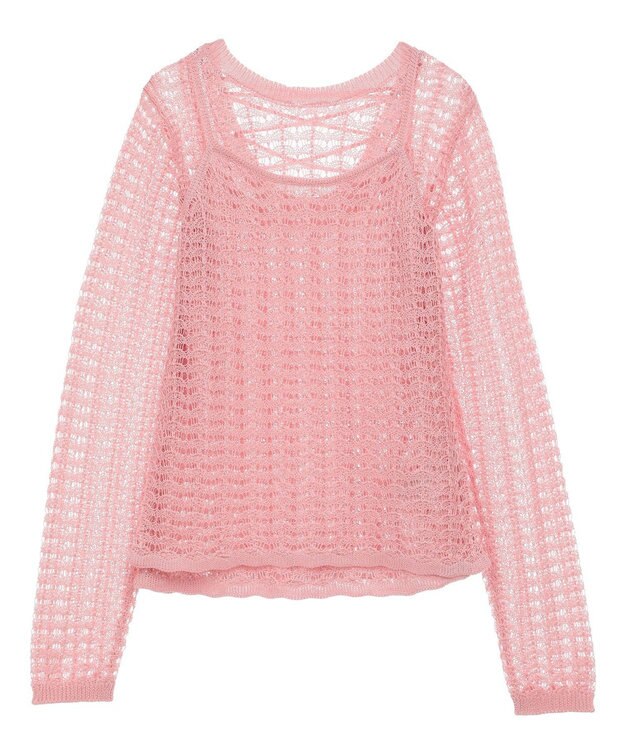 Green Parks ＳＥＴ２点　クロシェ風ニットプルオーバー Pink