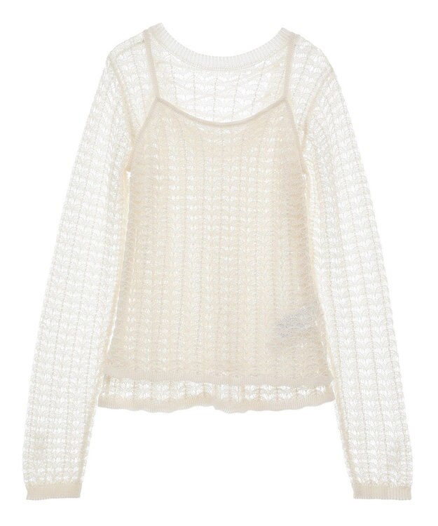 Green Parks ＳＥＴ２点　クロシェ風ニットプルオーバー Off White