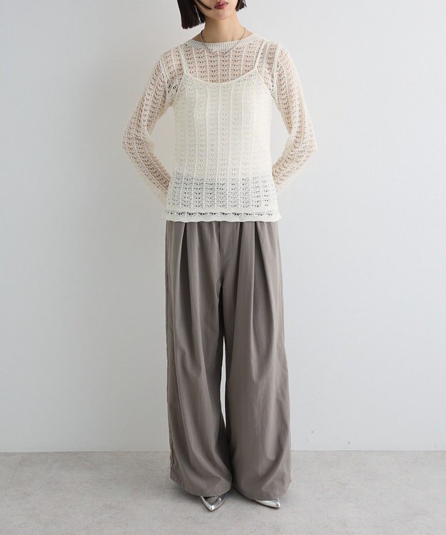 Green Parks ＳＥＴ２点　クロシェ風ニットプルオーバー Off White